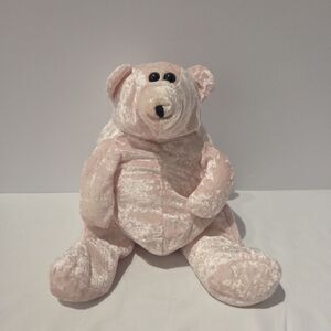 Rare Vintage Shanghai Elcee Plush Plastic Pellet Pink Teddy Bear Stuffed Animal